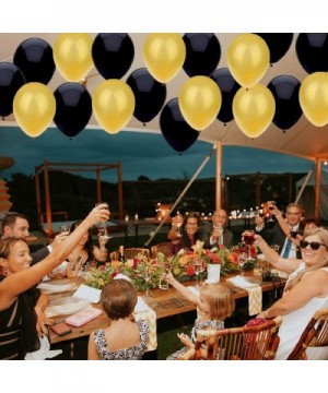 Black and Gold Party Decoration Supplies- Happy Birthday Banner and Ballons- Paper Fans- Honeycomb Balls- Triangular Pennants...
