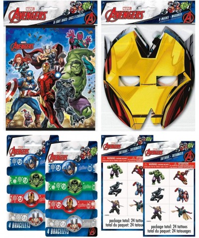 Marvel Avengers Superhero Birthday Party Supplies Favor Pack With Kids Masks- Treat Bags- Bracelets & Tattoos for 8 Guests - ...
