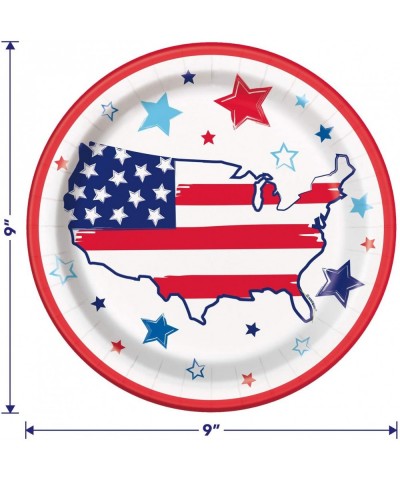 Patriotic America Paper Dinner Plates and Bright Stars Luncheon Napkins in Red- White- and Blue (Serves 16) - Patriotic Ameri...