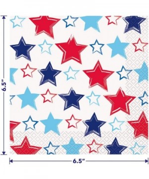 Patriotic America Paper Dinner Plates and Bright Stars Luncheon Napkins in Red- White- and Blue (Serves 16) - Patriotic Ameri...