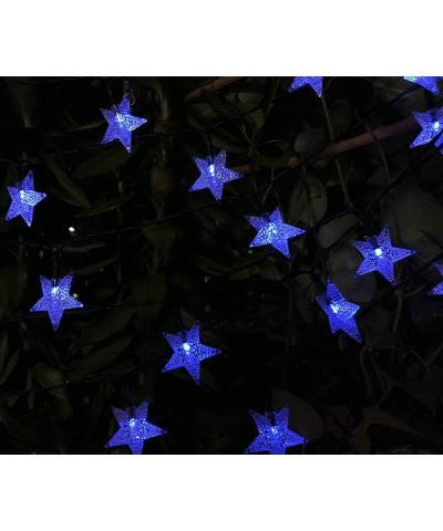 LED Solar Star String Lights Outdoor Garden Christmas Decor Lights Blue Fairy Lights Waterproof Star Twinkle Lights for Lawn ...