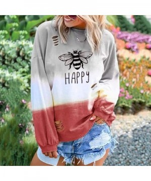 Oversized Shirts for Women-Womens Pullover Sweatshirts Casual Crew Neck Long Sleeve Color Block Hoodies Tops - Red - CK18XOQZ...