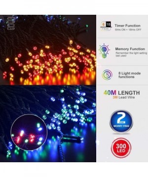 LED Christmas String Lights - Outdoor Indoor 132FT 300 LEDs Fairy String Lights Battery Operated Decoration Twinkle Lights wi...