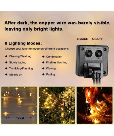 String Lights LED Copper Wire Fairy 33ft/10m Solar Garden Lights- Waterproof Christmas String Lights for Tree- Patio- Garden-...