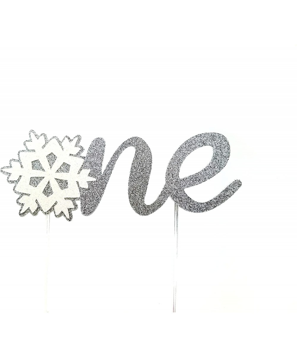 Handmade 1st Birthday Cake Topper Decoration - One with Snowflake - Double Sided Glitter Stock (Silver) - CU187A4EQIL $6.65 C...
