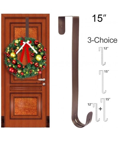 Wreath Hanger Over The Door - Large Wreath Metal Hook for Christmas Wreath Front Door Hanger 15" Bronze - Bronze - CJ18I3W2Y9...