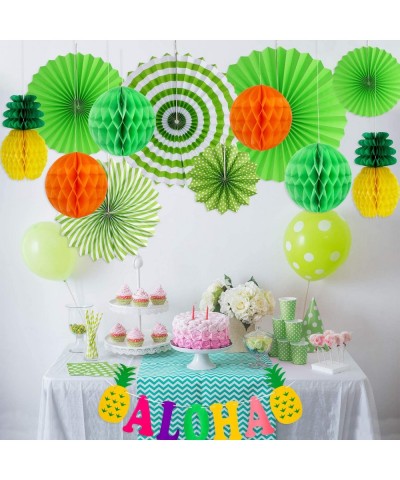Hawaiian Party Decoration Set Hawaii Theme Party Supplies Paper Fans Aloha Banner for Luau Beach Party Photo Backdrop - C618S...