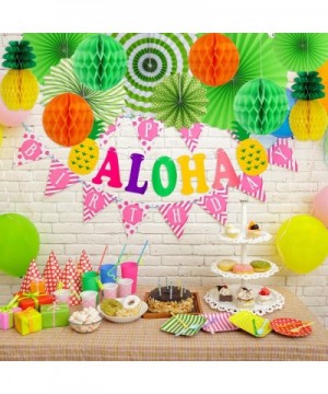 Hawaiian Party Decoration Set Hawaii Theme Party Supplies Paper Fans Aloha Banner for Luau Beach Party Photo Backdrop - C618S...