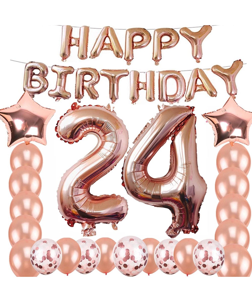 24th Birthday Decorations Party Supplies- Jumbo Rose Gold Foil Balloons for Birthday Party Supplies-Anniversary Events Decora...