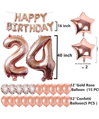 24th Birthday Decorations Party Supplies- Jumbo Rose Gold Foil Balloons for Birthday Party Supplies-Anniversary Events Decora...