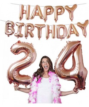 24th Birthday Decorations Party Supplies- Jumbo Rose Gold Foil Balloons for Birthday Party Supplies-Anniversary Events Decora...