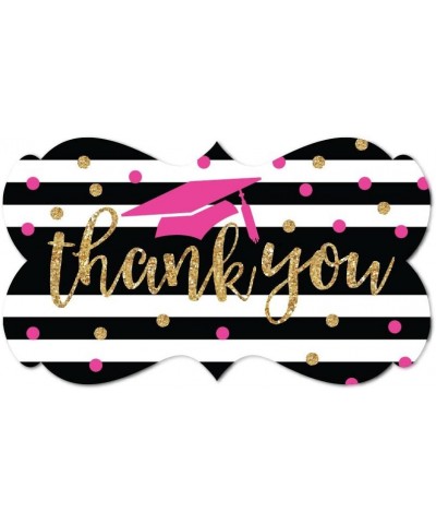 Fuchsia- Black and Gold Glittering Graduation Party Collection- Fancy Frame Label Stickers- Thank You- 36-Pack - Labels Fancy...