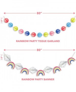 Rainbow Party Supplies - Tableware and Decorations (Table Centerpiece- Balloon Cake Topper- Tissue Garland Poms- and Tissue G...