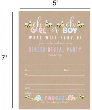 Baby Bee Gender Reveal Party Invitations (25 Cards) Cute Bumblebee Theme - Pink or Blue - Baby Shower - Surprise Sprinkle - F...