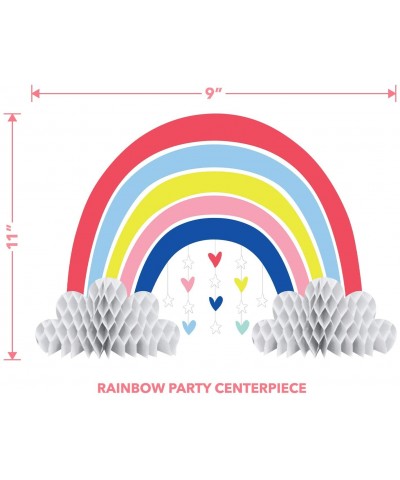 Rainbow Party Supplies - Tableware and Decorations (Table Centerpiece- Balloon Cake Topper- Tissue Garland Poms- and Tissue G...