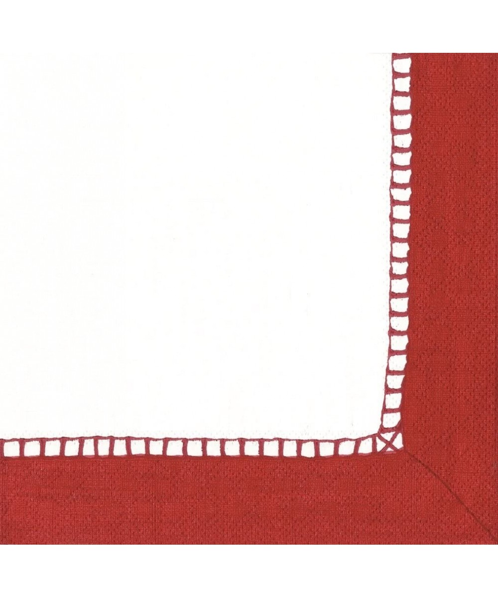 Linen Border Paper Cocktail Napkins in Red - 20 Per Package - Red - C1113F5SS99 $6.84 Tableware
