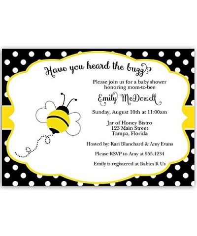 Bee Baby Shower Invites Bumblebee Honey Yellow Black Buzz Babee New Plan Rescheduled Event Postponed Invites Customized Print...