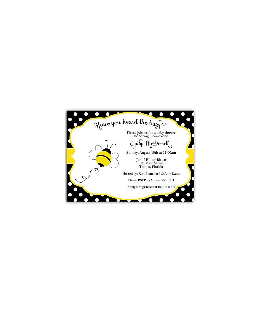 Bee Baby Shower Invites Bumblebee Honey Yellow Black Buzz Babee New Plan Rescheduled Event Postponed Invites Customized Print...