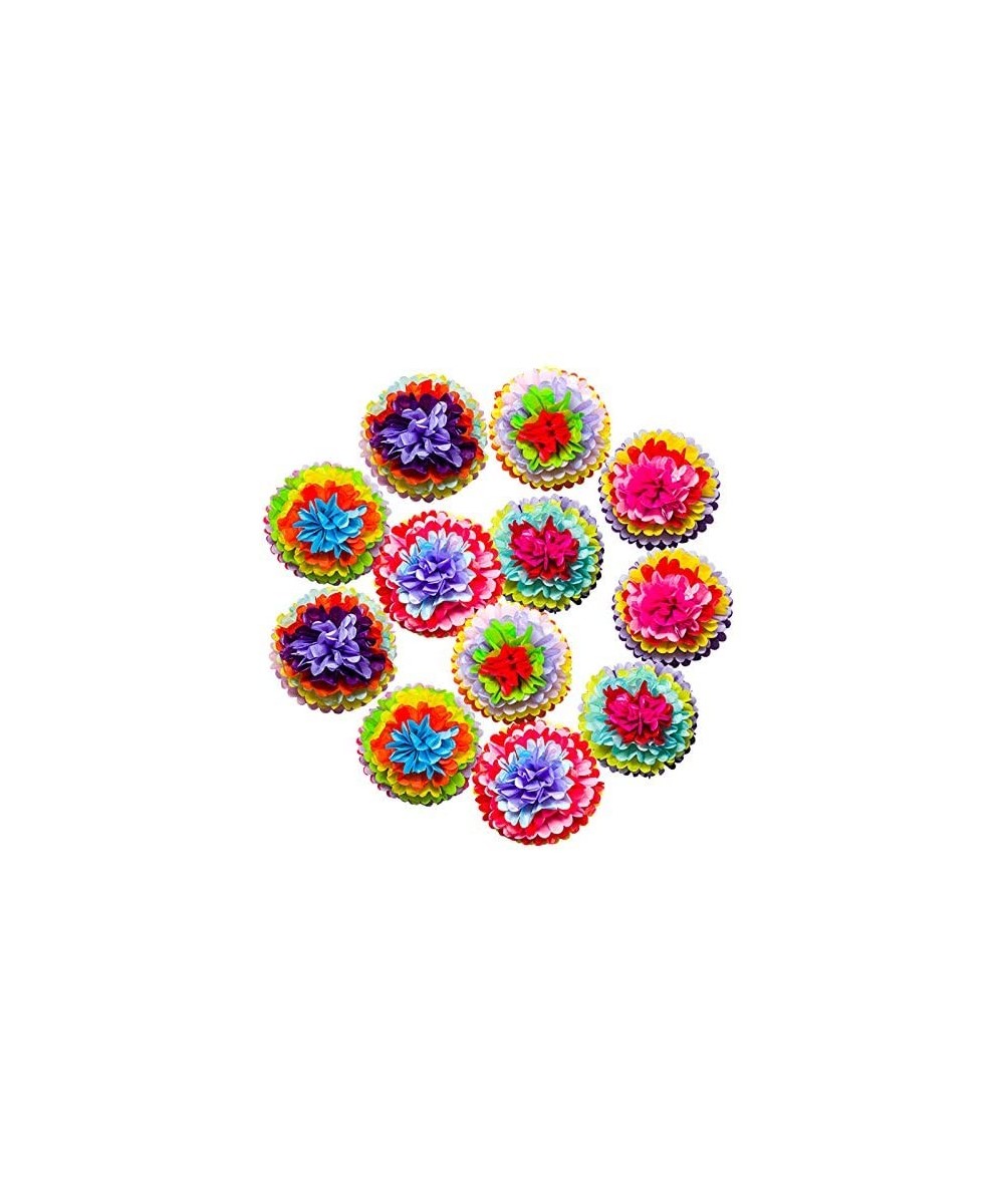 Cinco De Mayo Decorations Fiesta Tissue Pom Paper Flowers - Mexican Carnival Rainbow Theme Party Supplies 16" (Set of 12) - C...