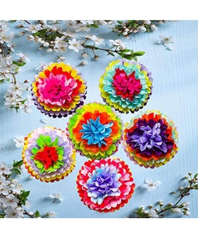 Cinco De Mayo Decorations Fiesta Tissue Pom Paper Flowers - Mexican Carnival Rainbow Theme Party Supplies 16" (Set of 12) - C...