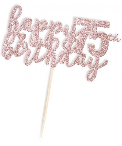 Happy Birthday Cake Topper Rose Gold 75th Birthday Happy Cake Topper Digital 75 Paper Cup Cake Topper Birthday Party Decorati...