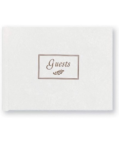 White and Bronze Foiled Guest Book for All Occasions- 7.625" W x 5.75" H - White - CE1138AGWOD $6.25 Guestbooks