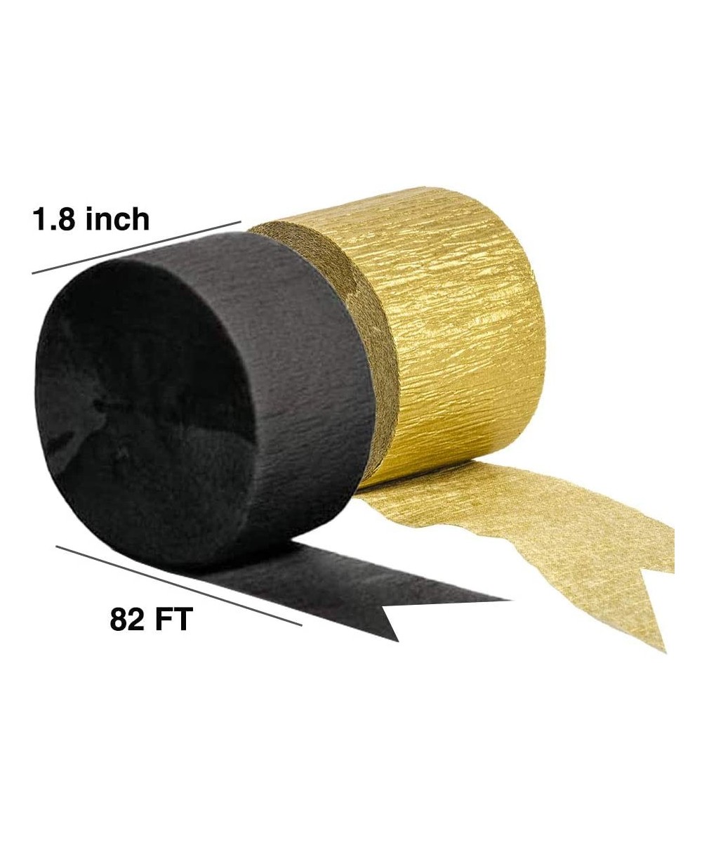 Black and Gold Crepe Paper Streamers Party Streamer Decorations-12 Rolls - Black and Gold - CL199CN8Y9Q $7.33 Streamers