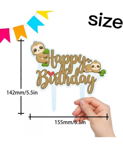 Sloth Happy Birthday Cake Topper Decorations With cute for Jungle Animal Theme Picks for Baby Shower Party Decor Supplies - C...