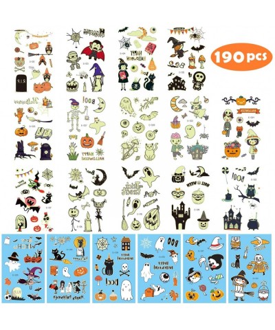 Halloween Temporary Tattoos for Kids-190PCS Halloween Decorations Assorted Temp Tattoos Glow in the Dark Halloween Tattoos St...