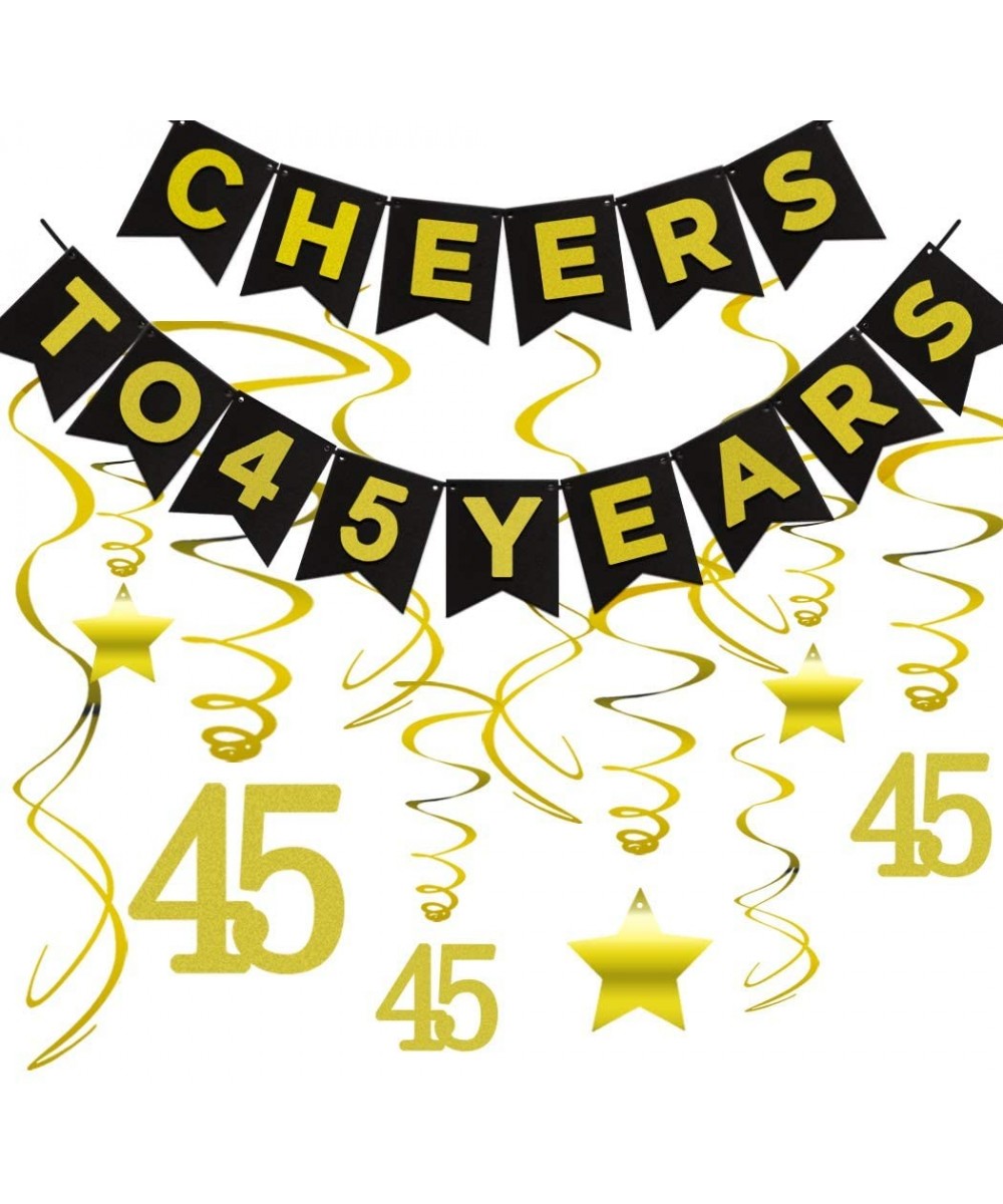 45th BIRTHDAY PARTY DECORATIONS KIT - Cheers to 45 Years Banner- Sparkling Celebration 45 Hanging Swirls- Perfect 45 Years Ol...