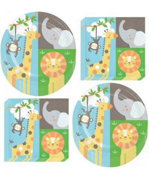 Safari Baby Shower Decorations - Jungle Animal Paper Dessert Plates and Beverage Napkins (Serves 16) - Dessert Plates and Bev...