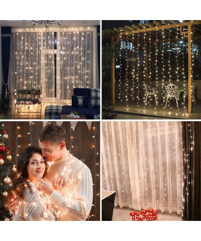 Curtain Lights- 300 LEDs Fairy String Light with 8 Lighting Modes-Indoor Outdoor Decorative Christmas Twinkle Lights for Bedr...