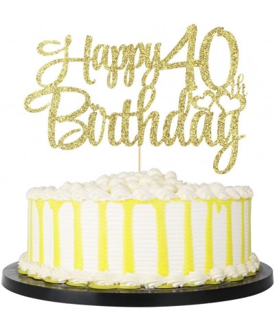 Golden Glitter 40 Happy Birthday Cake Topper - Birthday Party Decorations Supplies (40) - 40 - CW19HQ93HUT $5.52 Confetti