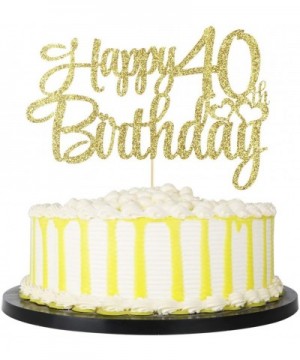 Golden Glitter 40 Happy Birthday Cake Topper - Birthday Party Decorations Supplies (40) - 40 - CW19HQ93HUT $5.52 Confetti