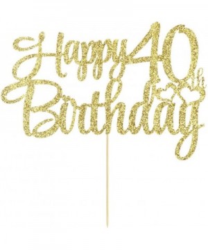 Golden Glitter 40 Happy Birthday Cake Topper - Birthday Party Decorations Supplies (40) - 40 - CW19HQ93HUT $5.52 Confetti