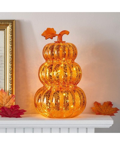 Orange Glass Pumpkin Stack Battery Operated LED Fall Thanksgiving Light Up Decoration - CL19EIUUT00 $46.71 Indoor String Lights