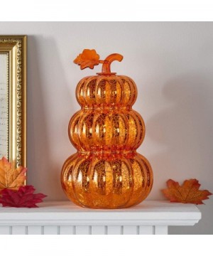 Orange Glass Pumpkin Stack Battery Operated LED Fall Thanksgiving Light Up Decoration - CL19EIUUT00 $46.71 Indoor String Lights