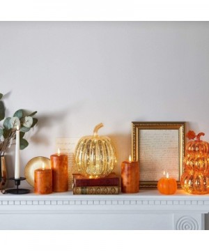 Orange Glass Pumpkin Stack Battery Operated LED Fall Thanksgiving Light Up Decoration - CL19EIUUT00 $46.71 Indoor String Lights