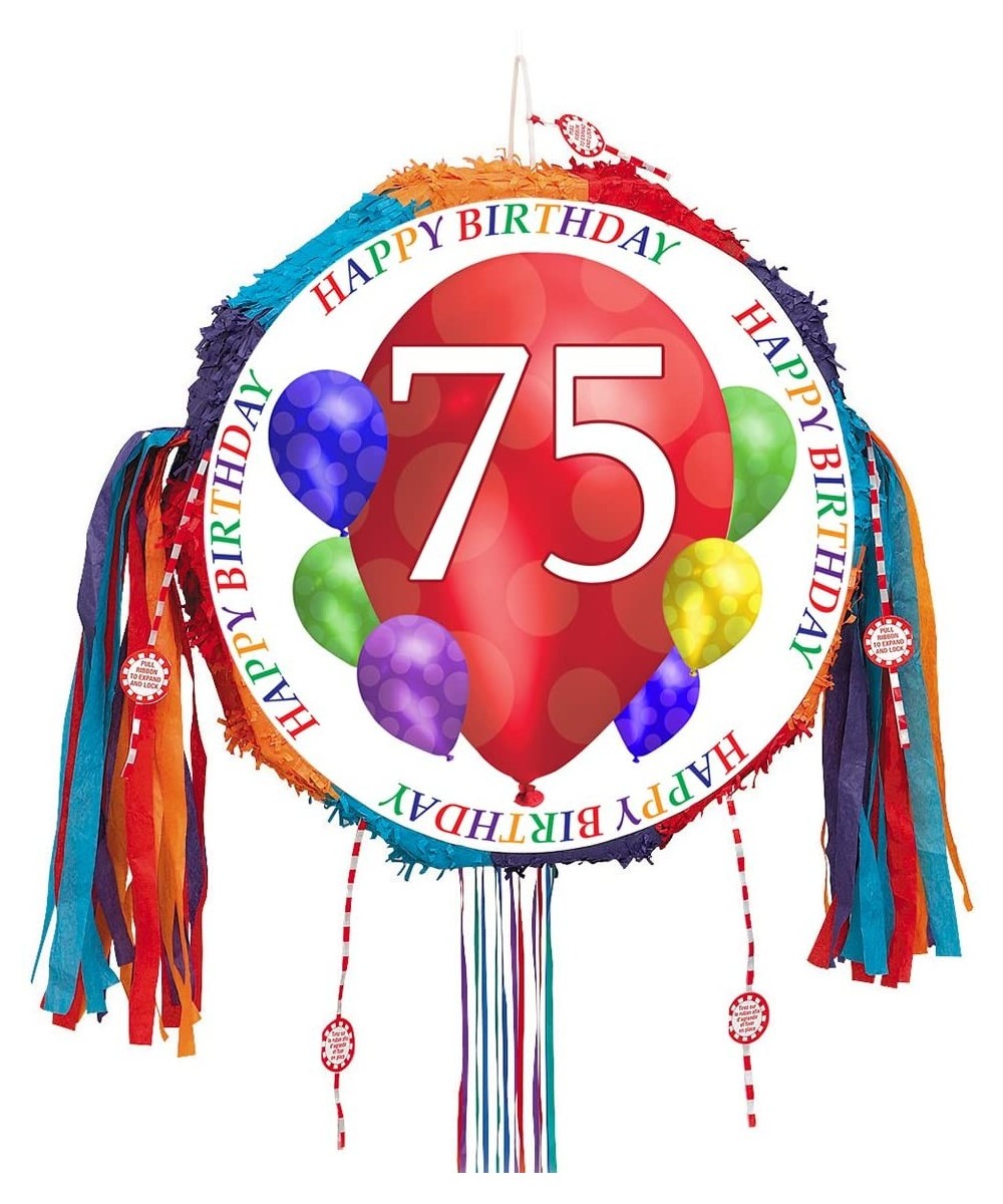 75TH Birthday Balloon Blast Pull Pinata (Each) - Pinata - C218GCA6UU7 $33.05 Centerpieces