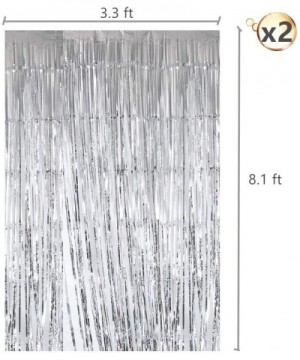 Silver Tinsel Foil Fringe Curtain Party Backdrop Decorations for Graduation Birthday Wedding Engagement Bridal Baby Shower Ba...