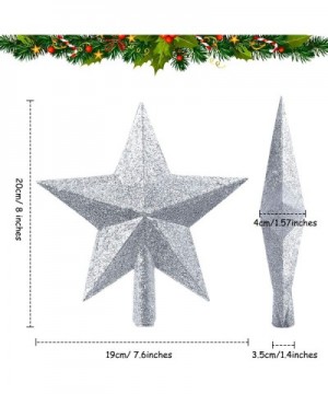 3 Pieces 8 Inch Glittered Christmas Tree Topper Star Treetop for Christmas Tree Decoration or Home Decoration (Silver) - Silv...