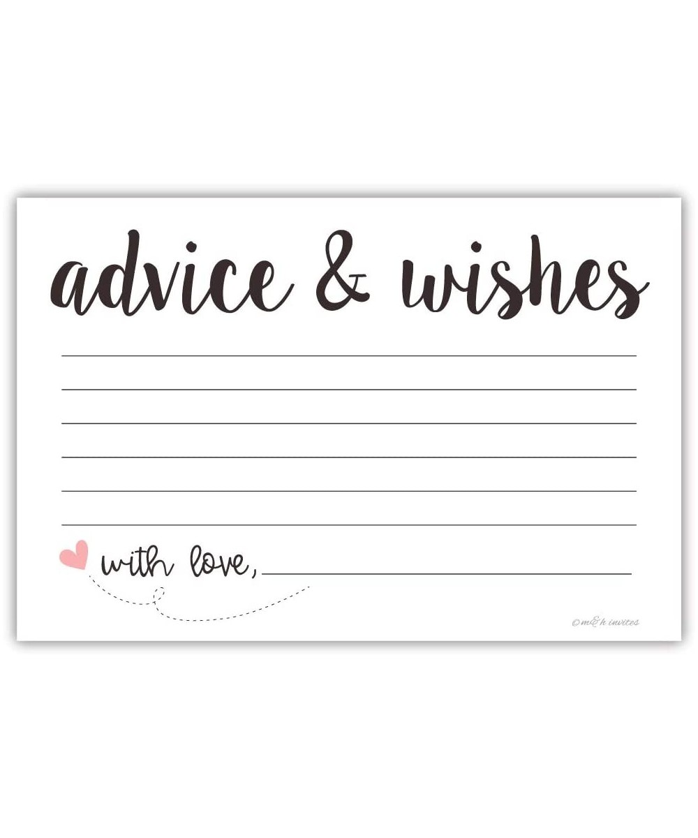 Classic Advice and Wishes Cards (50 Pack) Any Occasion - Bridal Shower- Bride and Groom at Wedding- Baby Shower - CH18K6LE6G5...