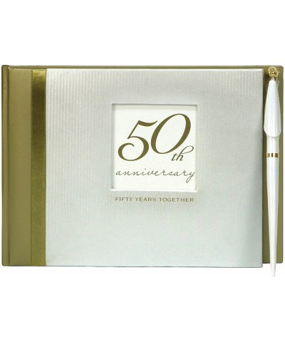 50th Anniversary Party Guest Book with Pen- 7" x 9.75" - Golden 50th Anniversary - CQ116Q2TP27 $14.69 Guestbooks