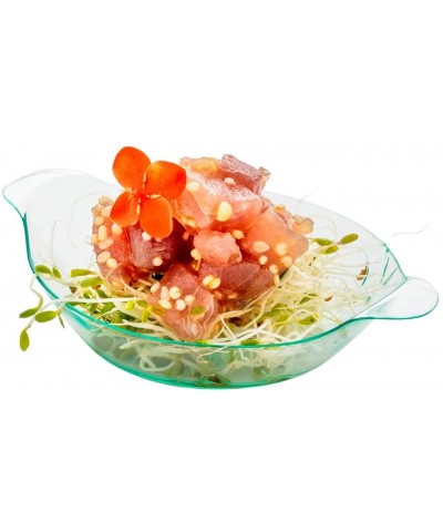 Mini Handled Plate- Dish with Handles - Seagreen - Premium Plastic - 3.8" - Disposable - 100ct Box - (RWP0002G) - Seagreen - ...