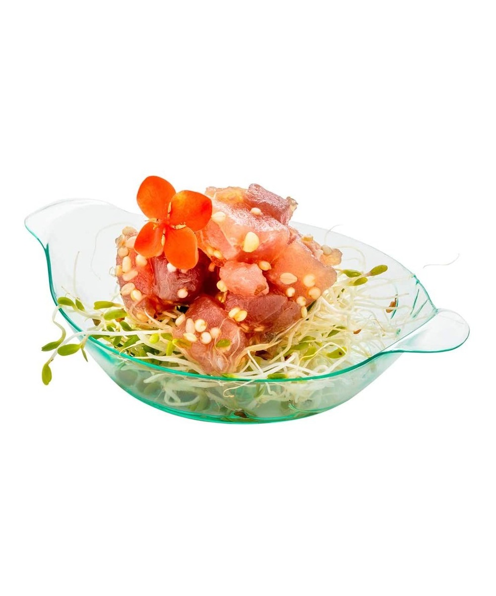 Mini Handled Plate- Dish with Handles - Seagreen - Premium Plastic - 3.8" - Disposable - 100ct Box - (RWP0002G) - Seagreen - ...