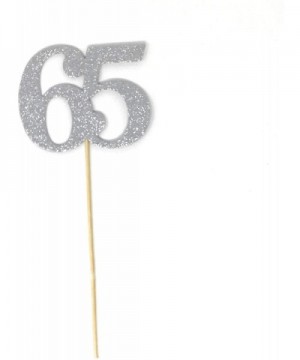 Number 65 Double Sided Centerpiece Sticks Set of 8 Real Glitter (Silver) - Silver - C218ZWNDG6L $28.22 Centerpieces