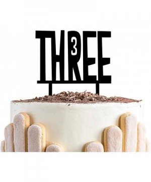 Three Birthday CakeTopper- 3rd Year Old Birthday Sign-Black Thi Birthday Wedding Party Decorations - CA18M9DWQR2 $6.21 Cake D...
