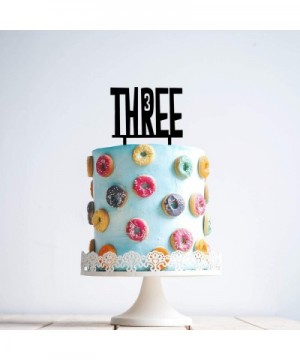 Three Birthday CakeTopper- 3rd Year Old Birthday Sign-Black Thi Birthday Wedding Party Decorations - CA18M9DWQR2 $6.21 Cake D...