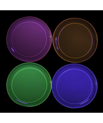 Party Supplies Set/Blacklight UV Glow in The Dark Kit- 9" Plates- 12 oz. Cups- Paper Napkin- 128 Piece- Assorted Neon - 128 P...