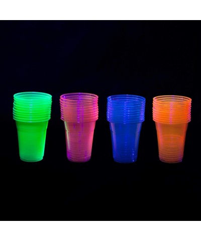 Party Supplies Set/Blacklight UV Glow in The Dark Kit- 9" Plates- 12 oz. Cups- Paper Napkin- 128 Piece- Assorted Neon - 128 P...